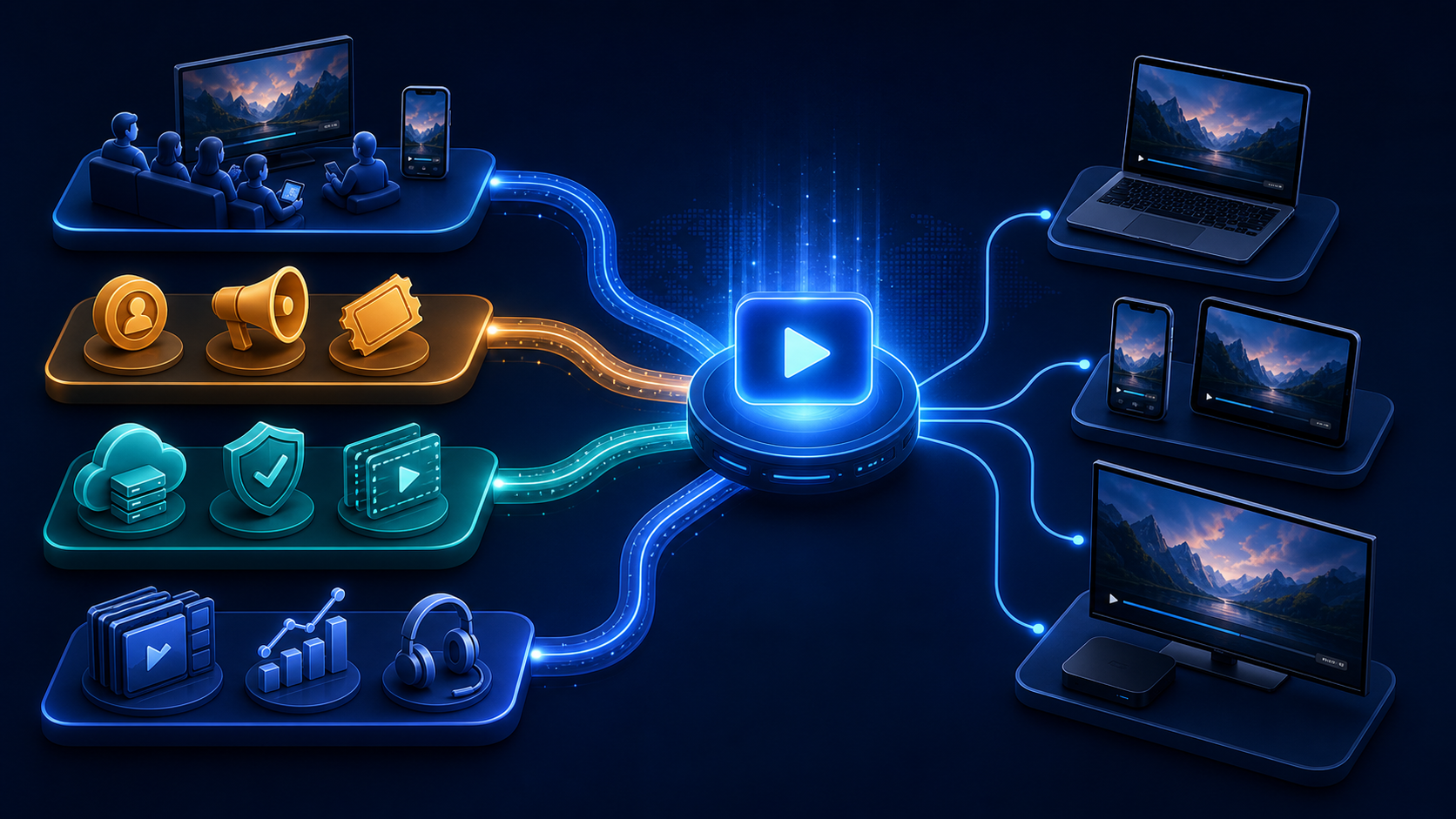 Decision framework connecting audience, revenue model, technology, and operations