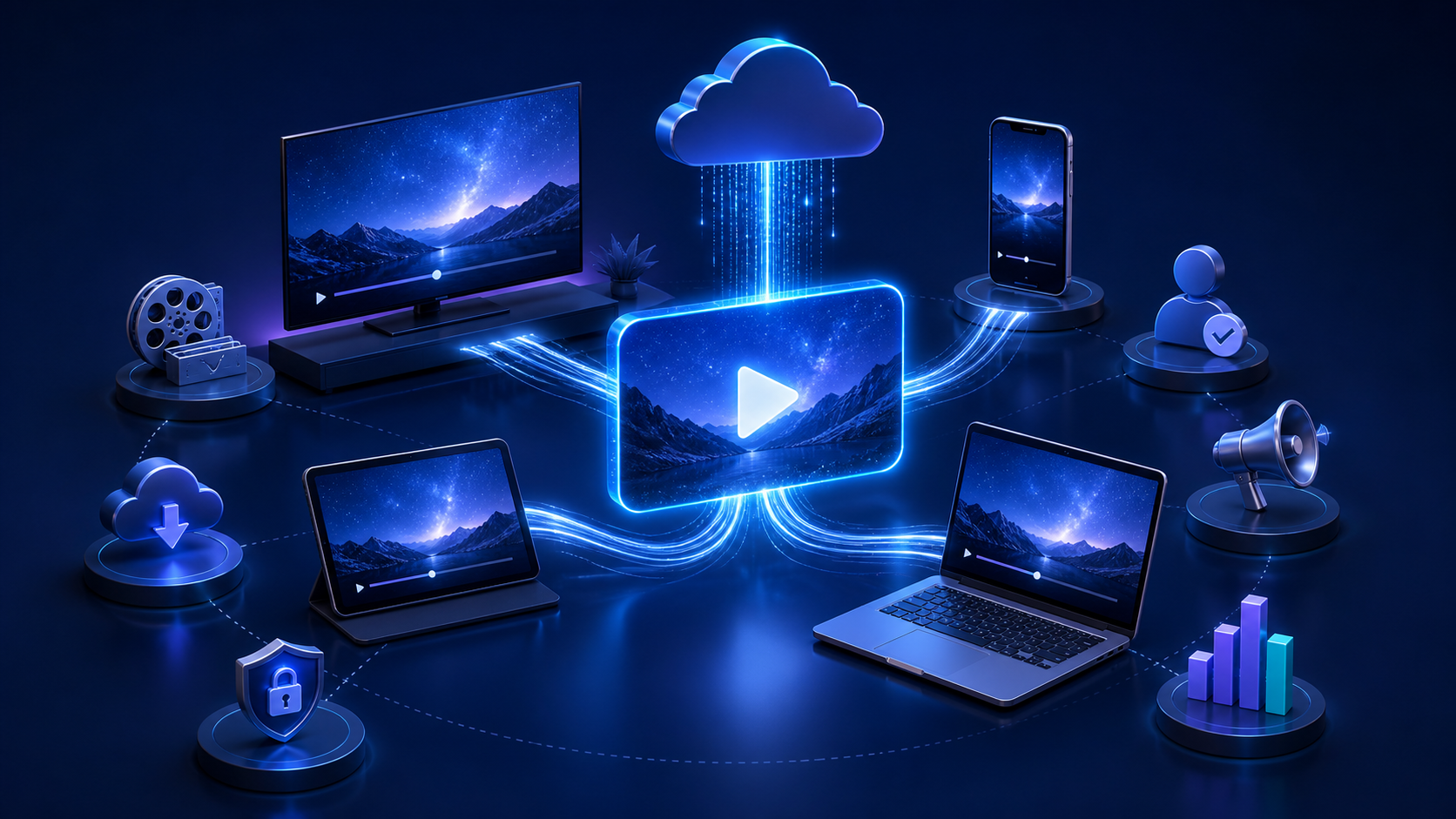 OTT platform architecture spanning content, monetization, devices, and analytics