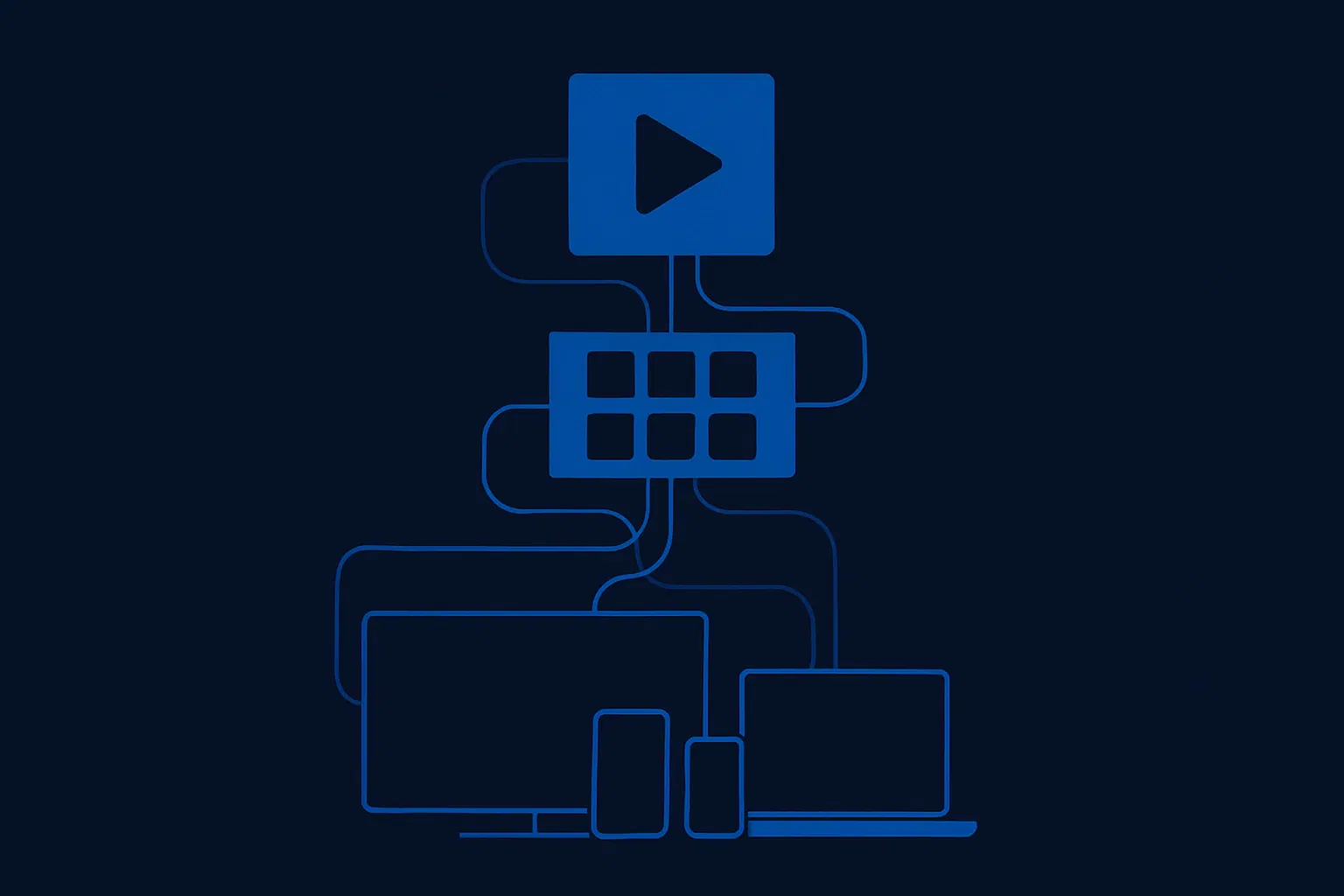 Custom-built OTT streaming infrastructure stack showing encoding, CDN and multi-device delivery layers