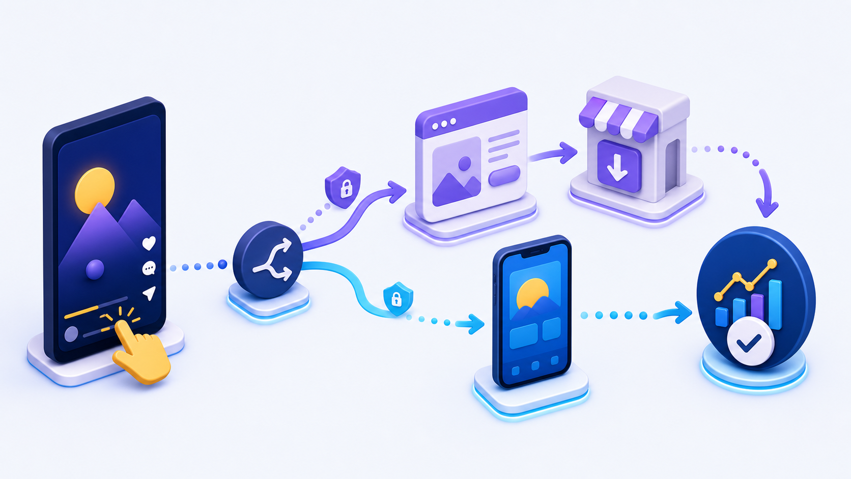 Native and deferred mobile routes converge on a verified attribution event