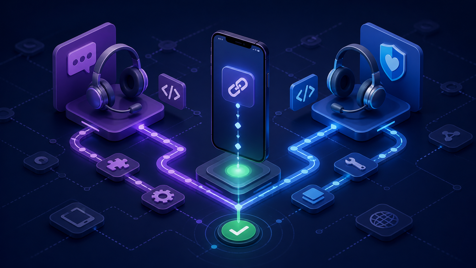Two technical support paths resolving a mobile deep-link issue