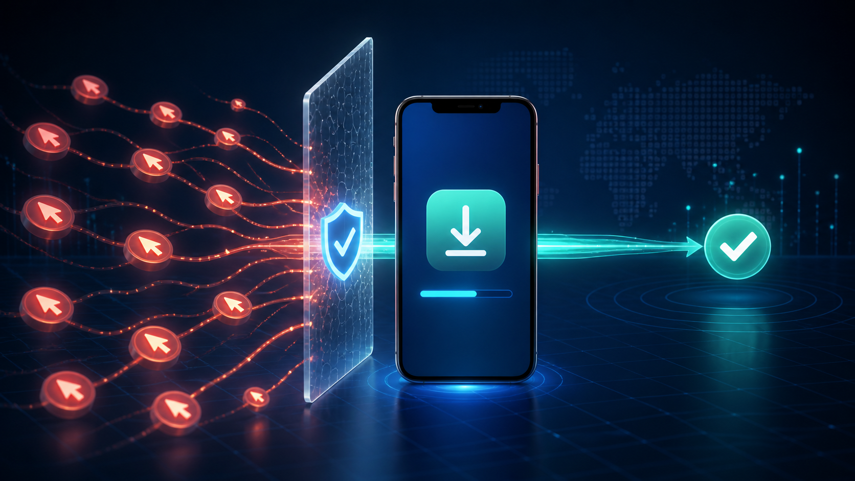 Fraudulent mobile ad clicks attempting to intercept a legitimate app install