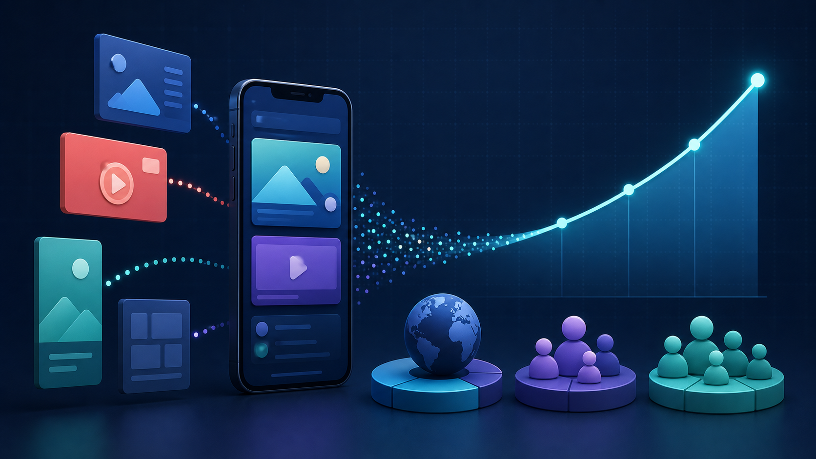 Mobile ad revenue cards organized by format, geography, and audience segment
