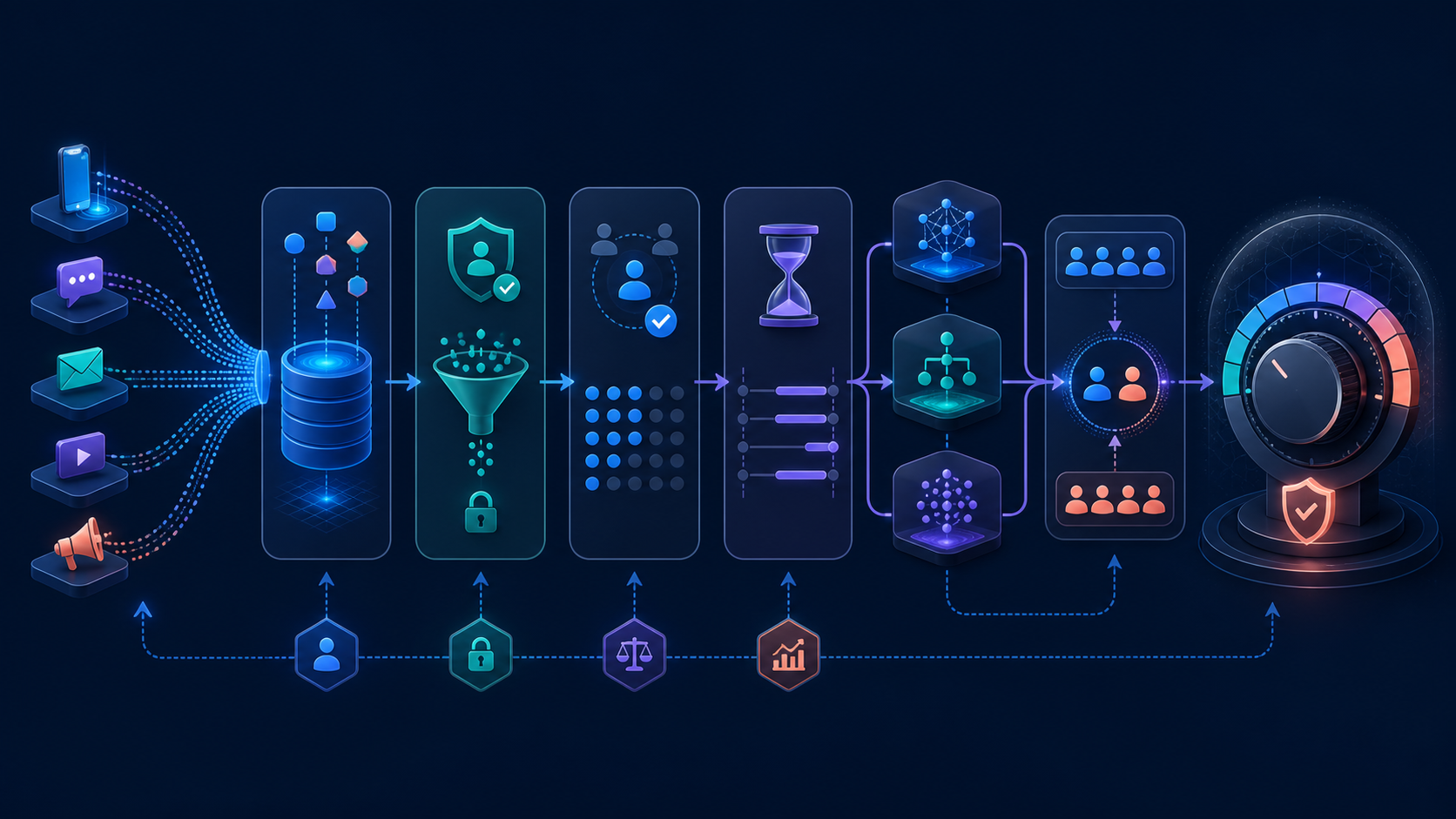 A privacy-safe measurement workflow comparing attribution models before a controlled budget test