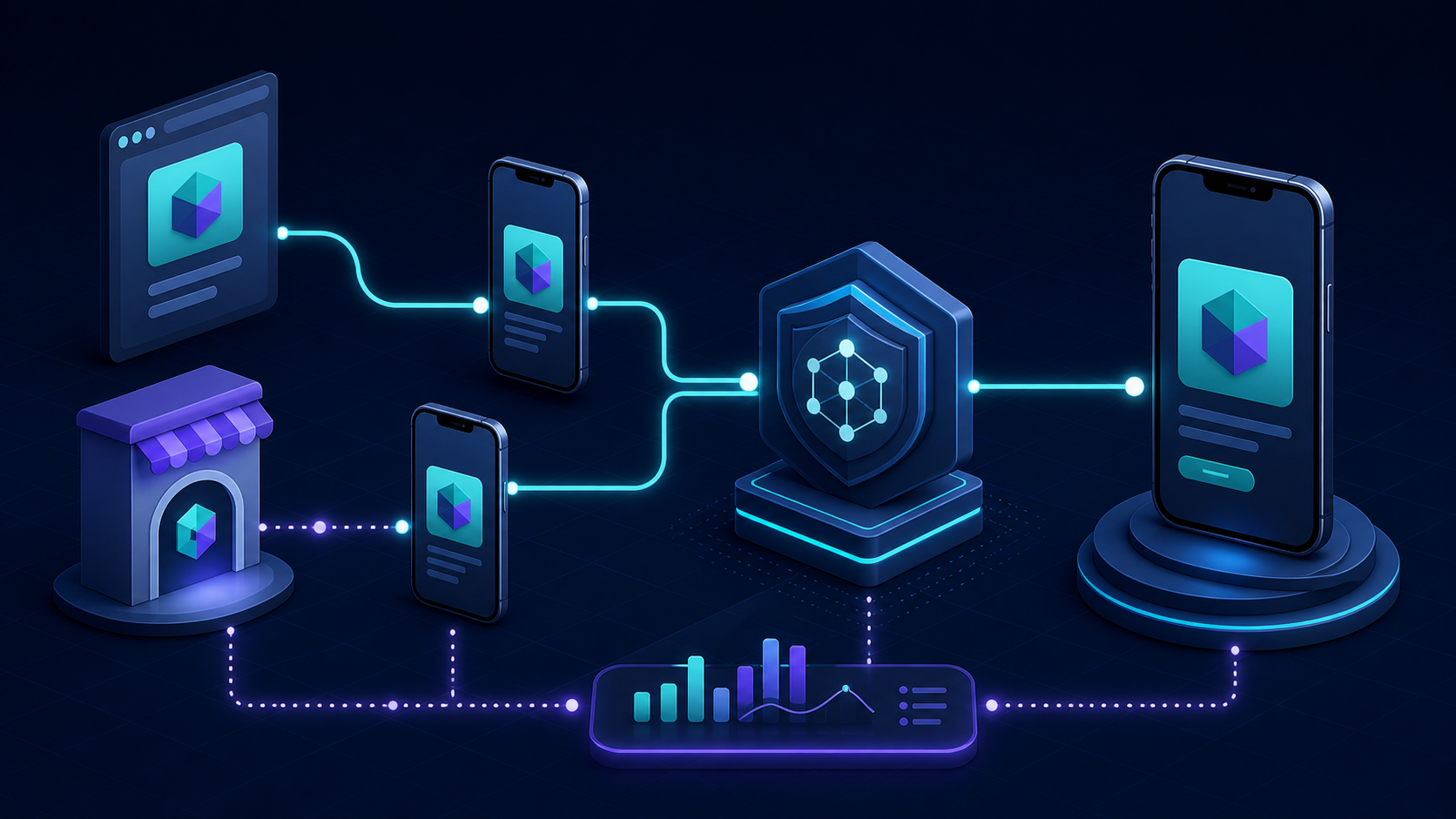 Web, store, and installed-app paths converging on one destination and measurement contract