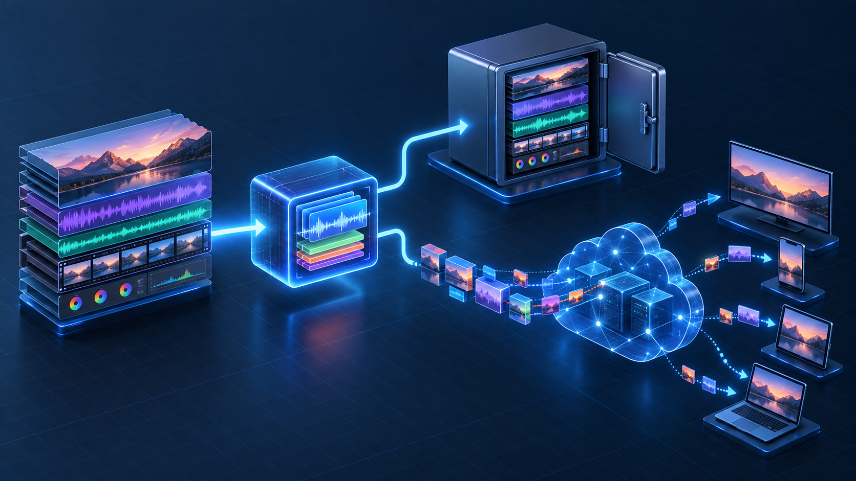 An OTT workflow preserving a multitrack master while packaging segmented media for CDN delivery