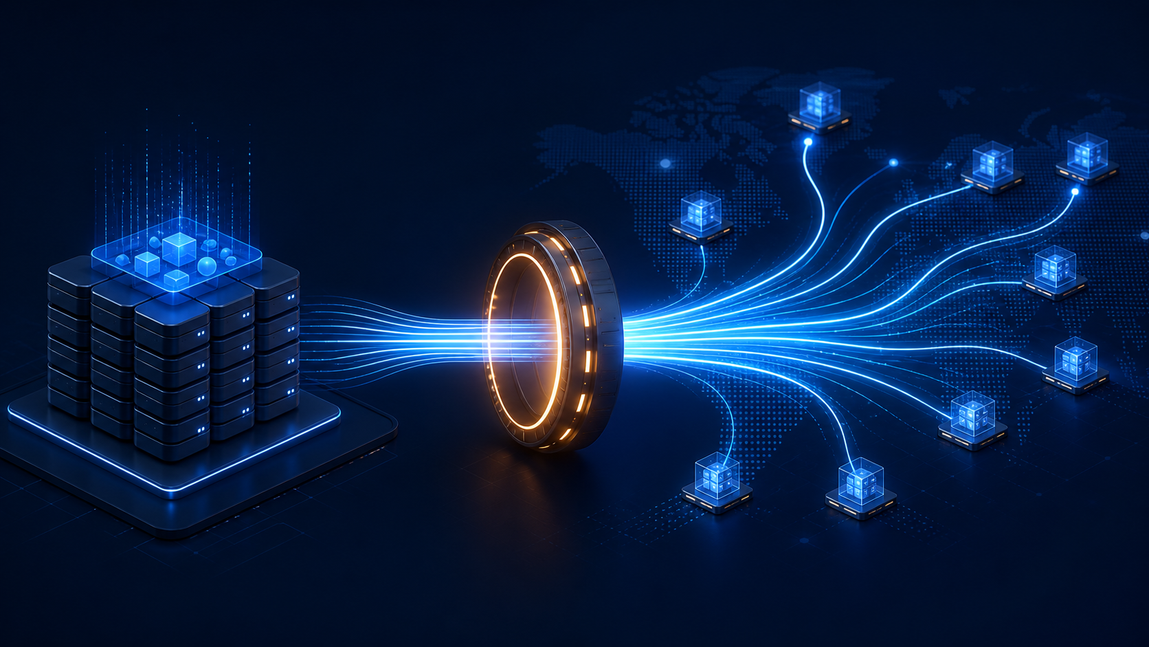 Azure blob storage layers feeding data through a metered cloud egress boundary