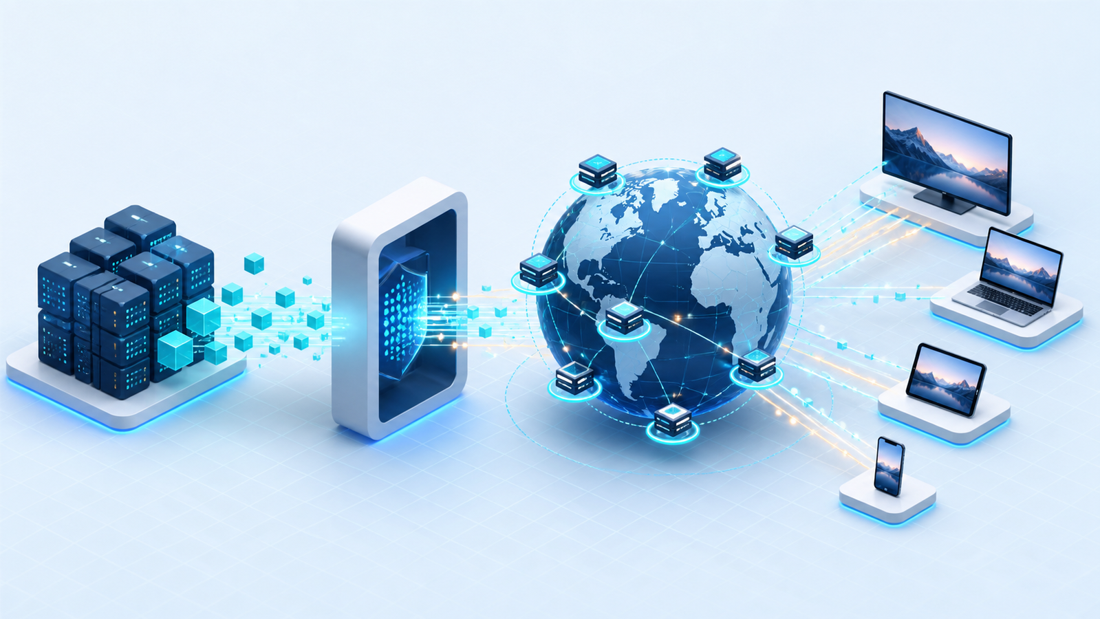 A storage-to-viewer architecture separates origin capacity, origin egress, cache efficiency, and CDN delivery