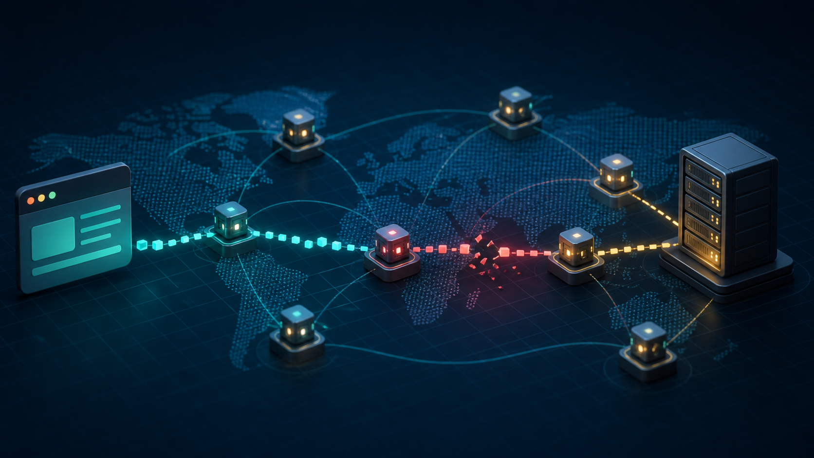 Cloud gateway routing traffic around a broken origin connection