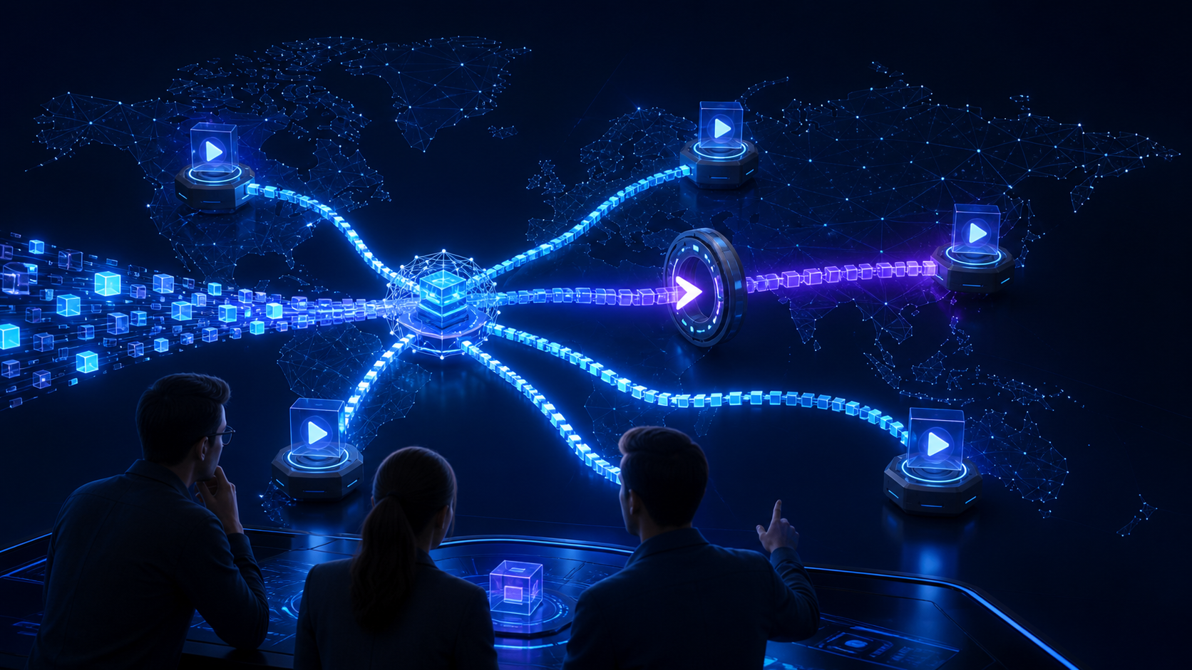 Video delivery routes branching across a global edge network