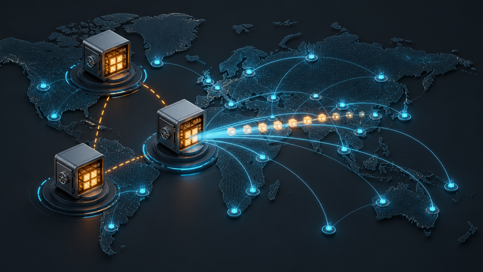 Distributed origin storage flowing through a global content delivery network
