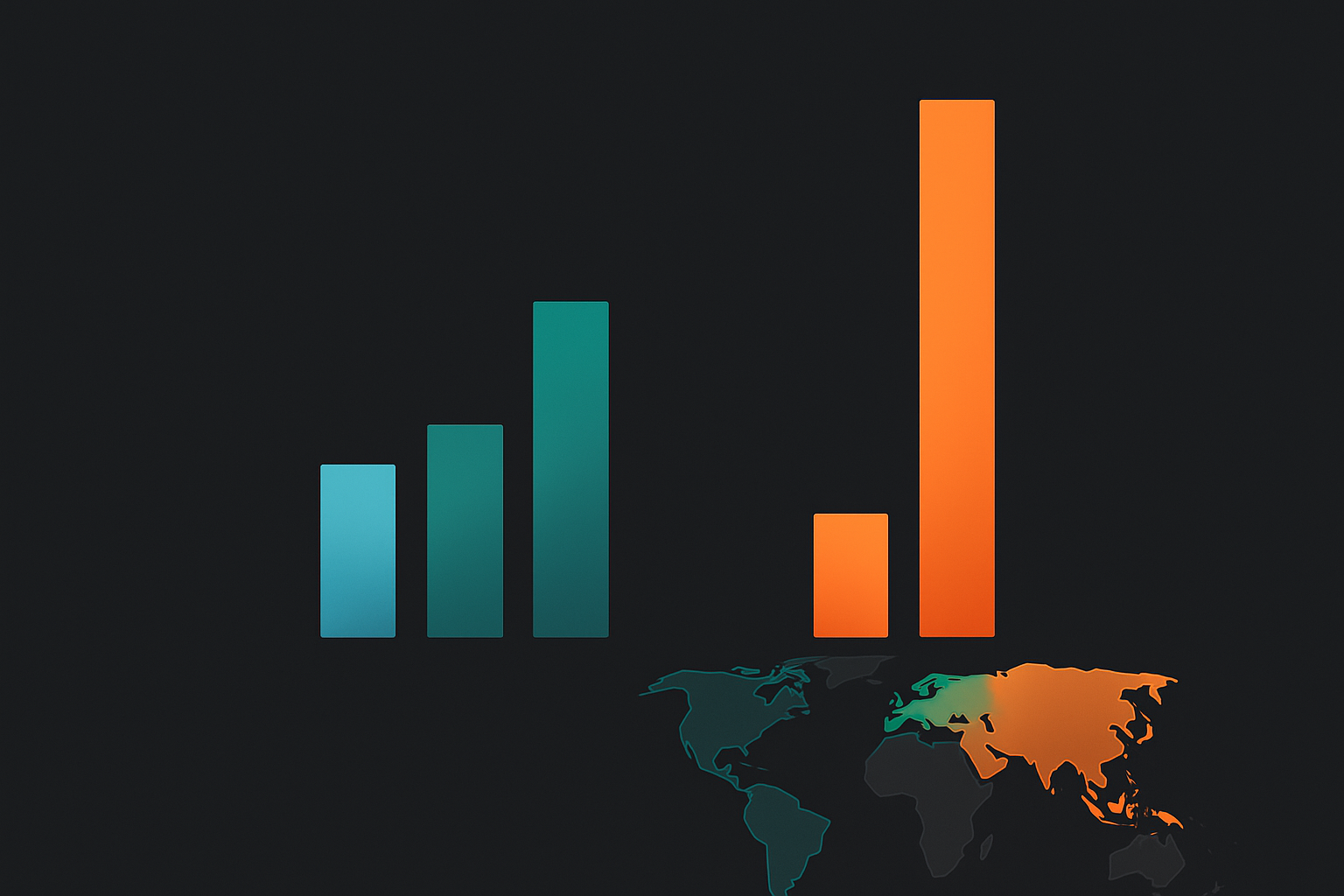 Abstract CDN cost comparison visualization showing relative pricing differences across providers and global regions through height-varied bar columns on a dark background.