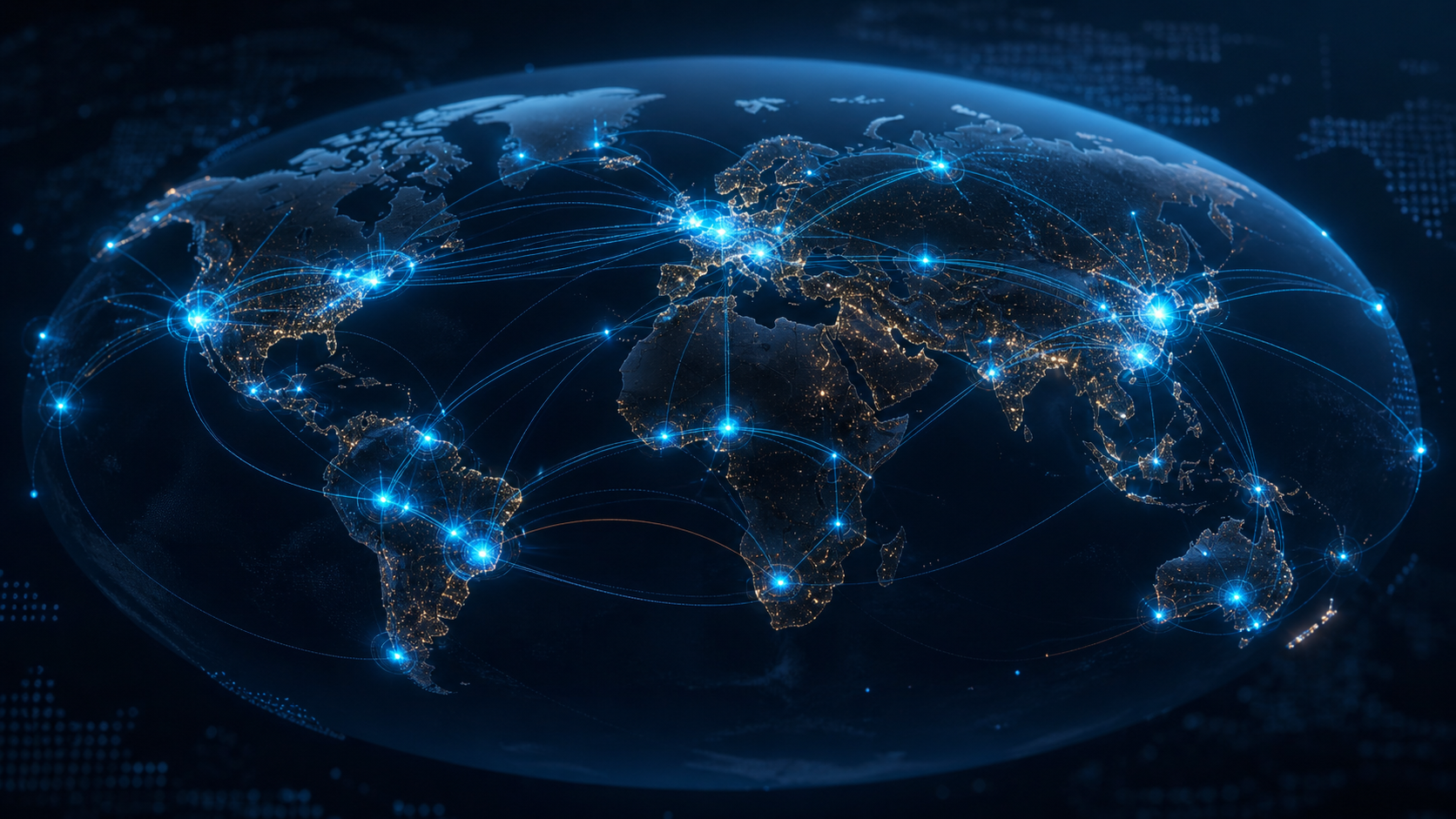 Global CDN edge nodes connected across six continents
