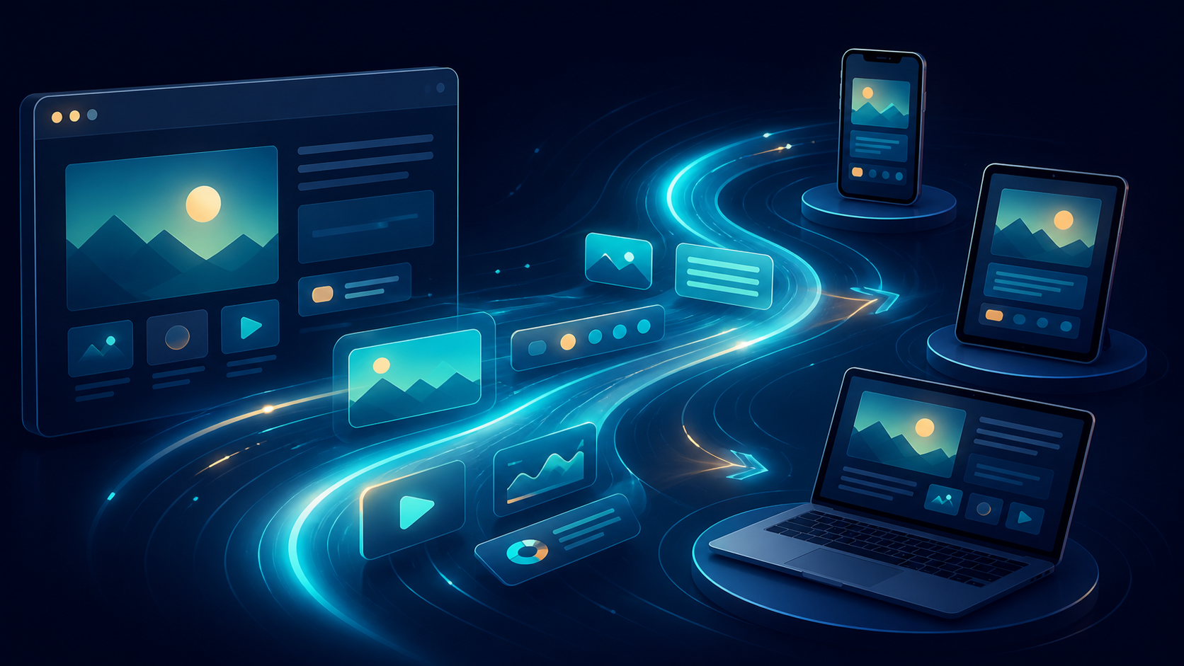 A clear website journey flowing quickly across devices
